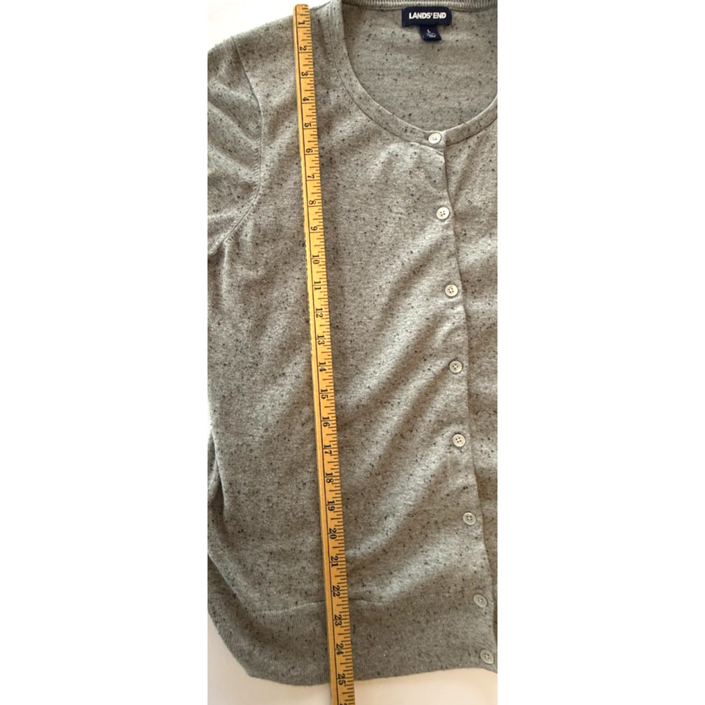 Lands End Womens Large Gray Cardigan Sweater Button Front Cotton Blend Knit - Picture 9 of 9
